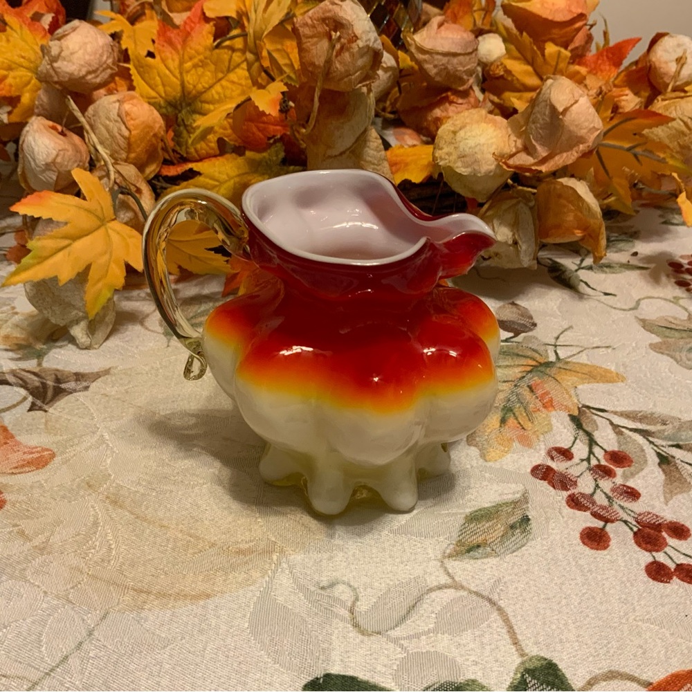 Vintage Kanawha Amberina Glass Pitcher Cadmium Selenium Cased Creamer Glows - Picture 12 of 14